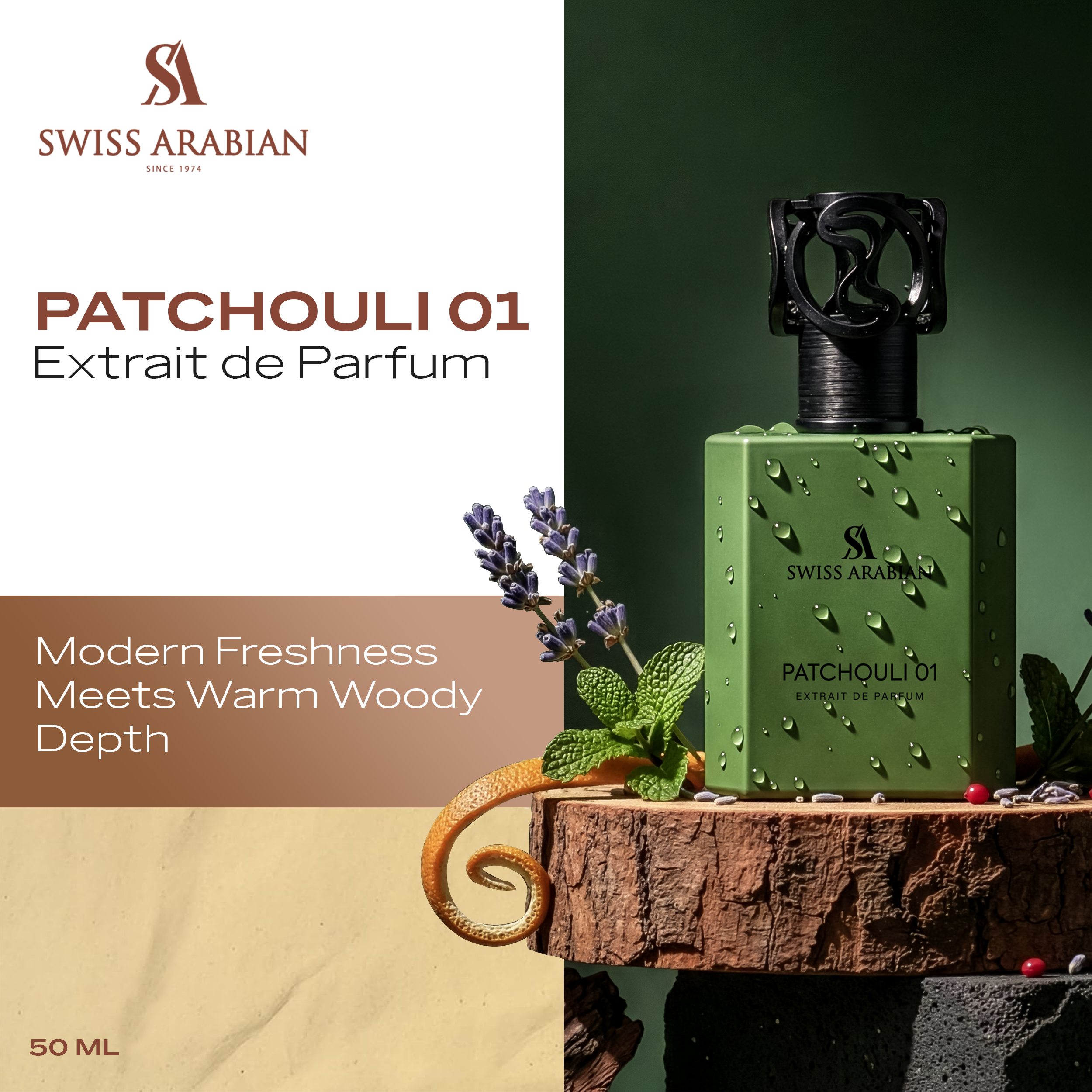 Swiss Arabian Patchouli 01 Extrait de Parfum for Unisex 50ml